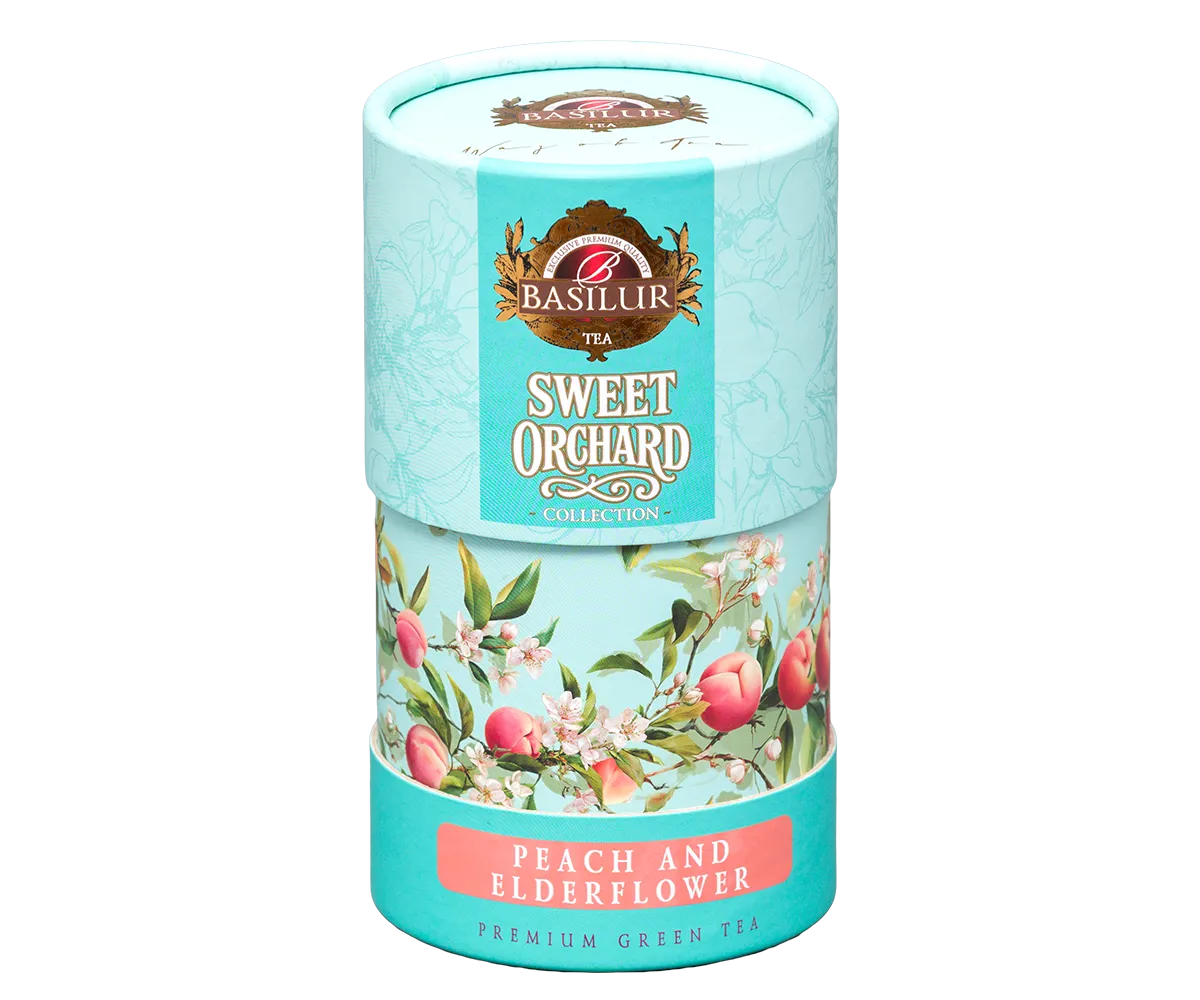 Basilur Sweet Orchard Peach grøn te 75g hyldeblomst