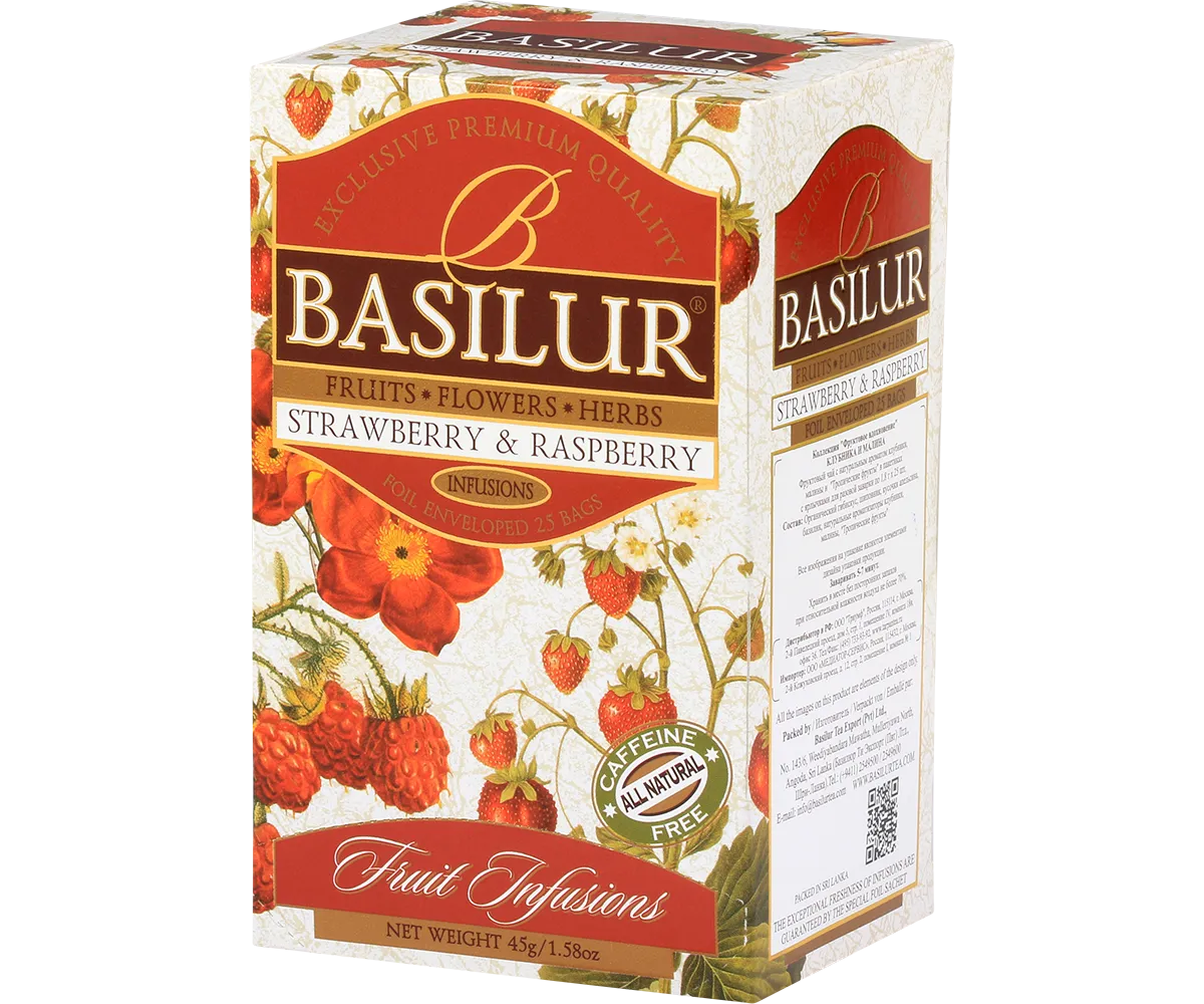 Basilur Fruit Infusions Strawberry Raspberry te 20 breve bær