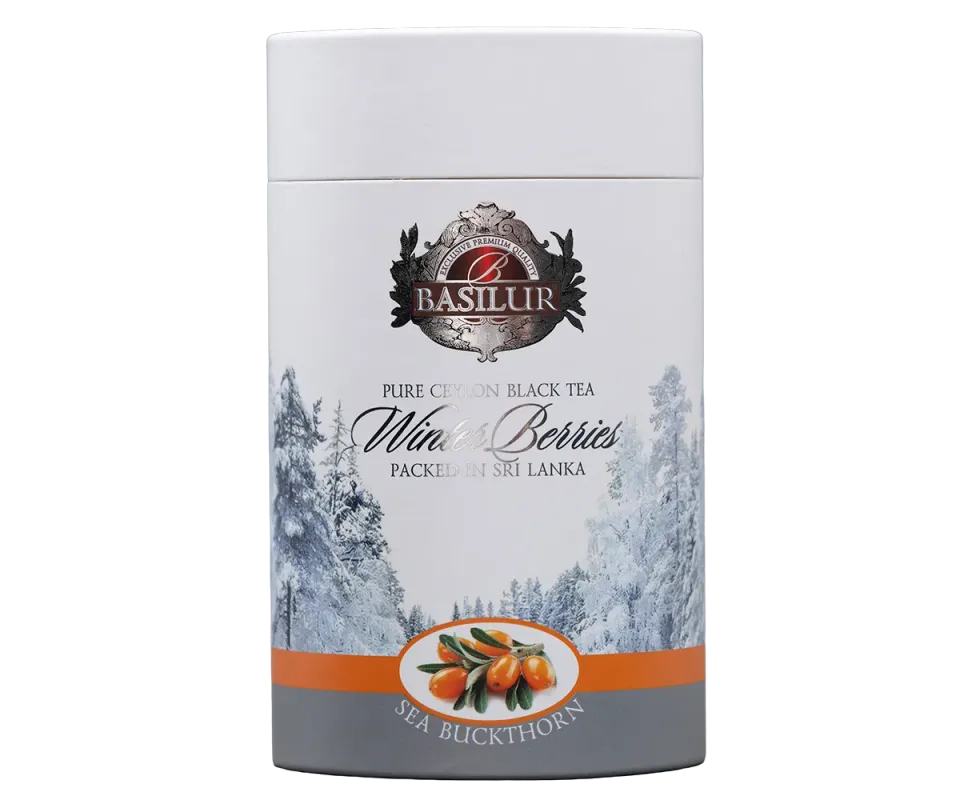 Basilur Winter Berries Sea Buckthorn sort te 75g havtorn
