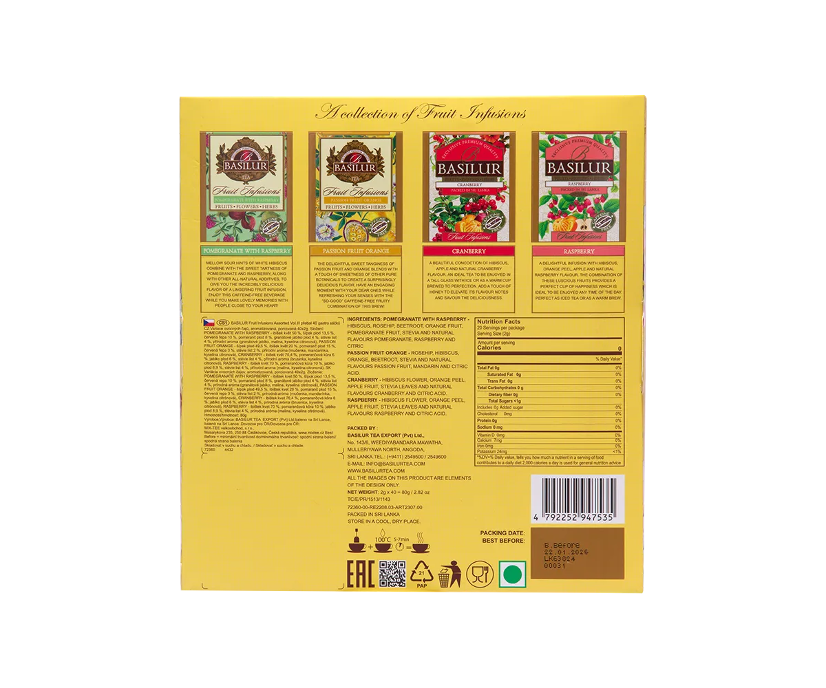 Basilur Fruit Infusions Vol III frugtte 40 breve koffeinfri
