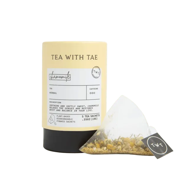 Tea with Tae Chamomile urtete tube 5 breve blomst