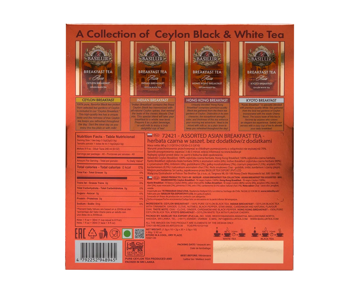 Basilur Breakfast Tea Asia sort te 40 breve elegant