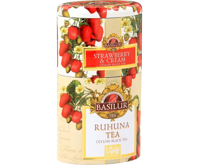 Basilur Two Layer Caddy Strawberry Ruhuna løs te 100g jordbær