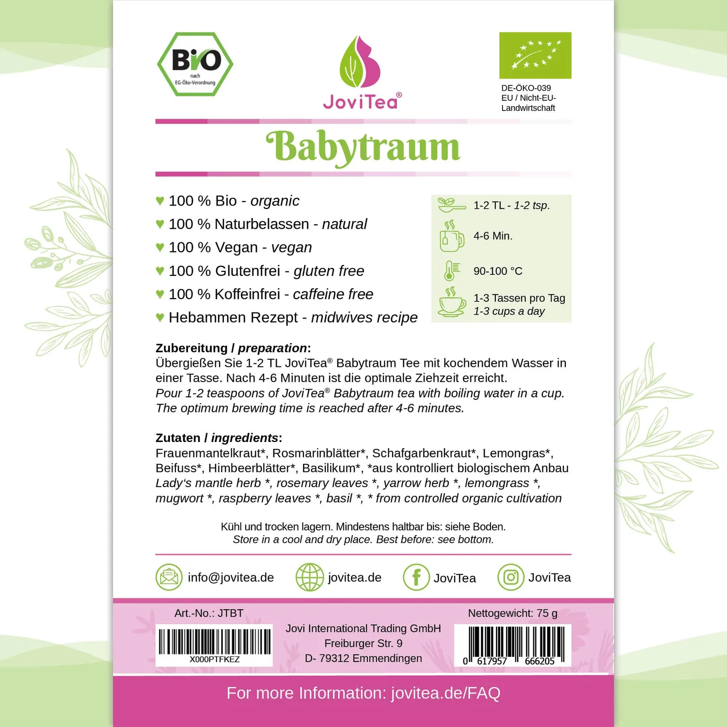 JoviTea Starterpaket babytraum te + folsyre startsæt