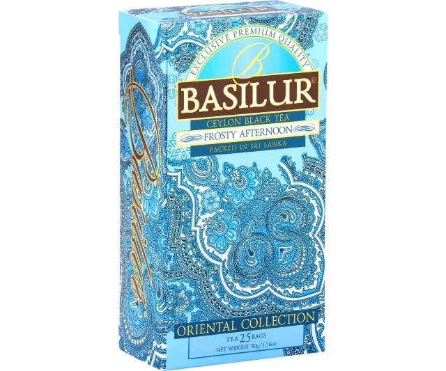 Basilur Frosty Afternoon sort te 25 breve kornblomst