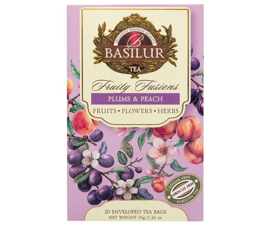 Basilur Plums Peach frugtte 20 breve koffeinfri