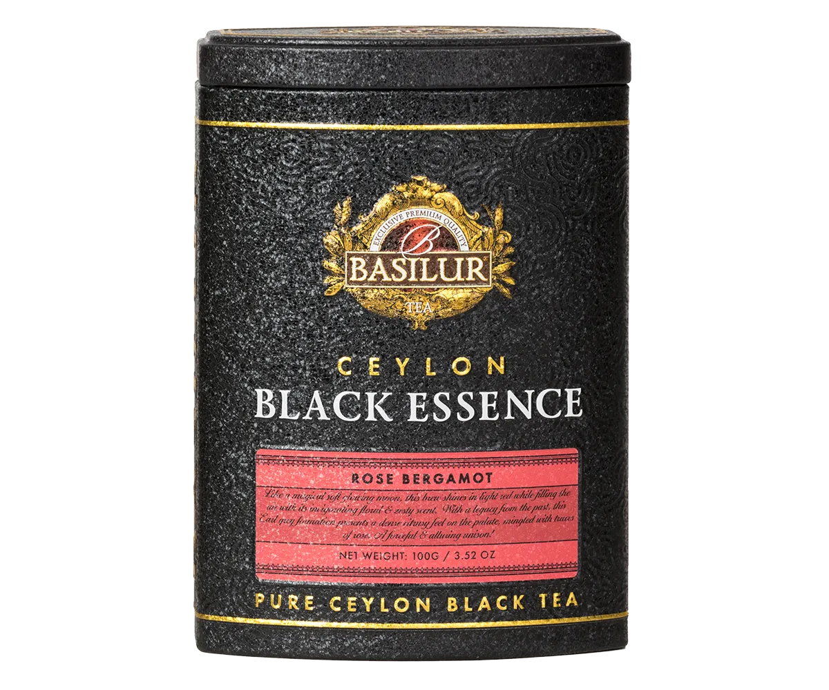 Basilur Black Essence Rose Bergamot sort te 100g rose