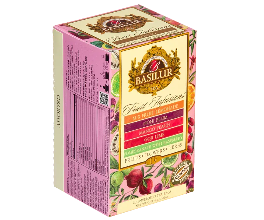 Basilur Fruit Infusions frugt te 20 breve koffeinfri