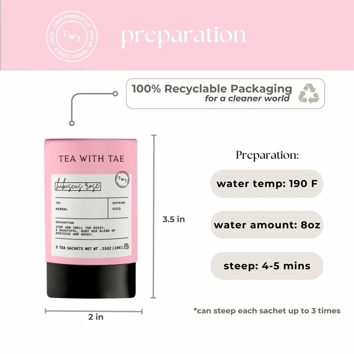 Tea with Tae Hibiscus Rose urtete 5 breve blomstret