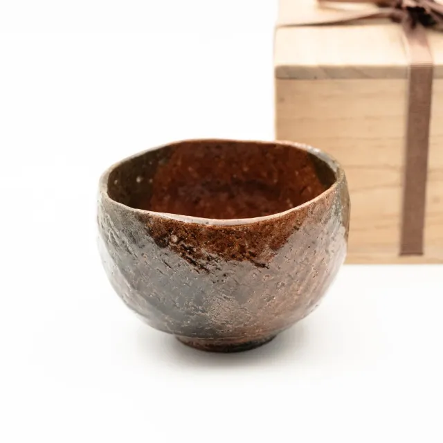 Tyst Te Amber Chawan matchaskål vintage ravglasur