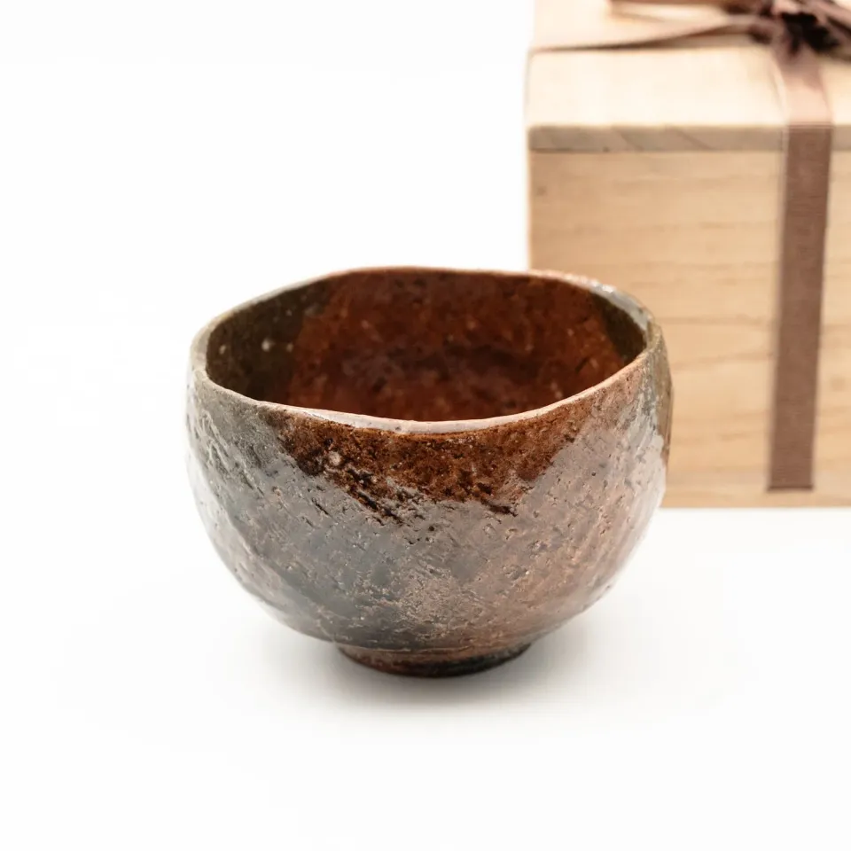 Tyst Te Amber Chawan matchaskål vintage ravglasur