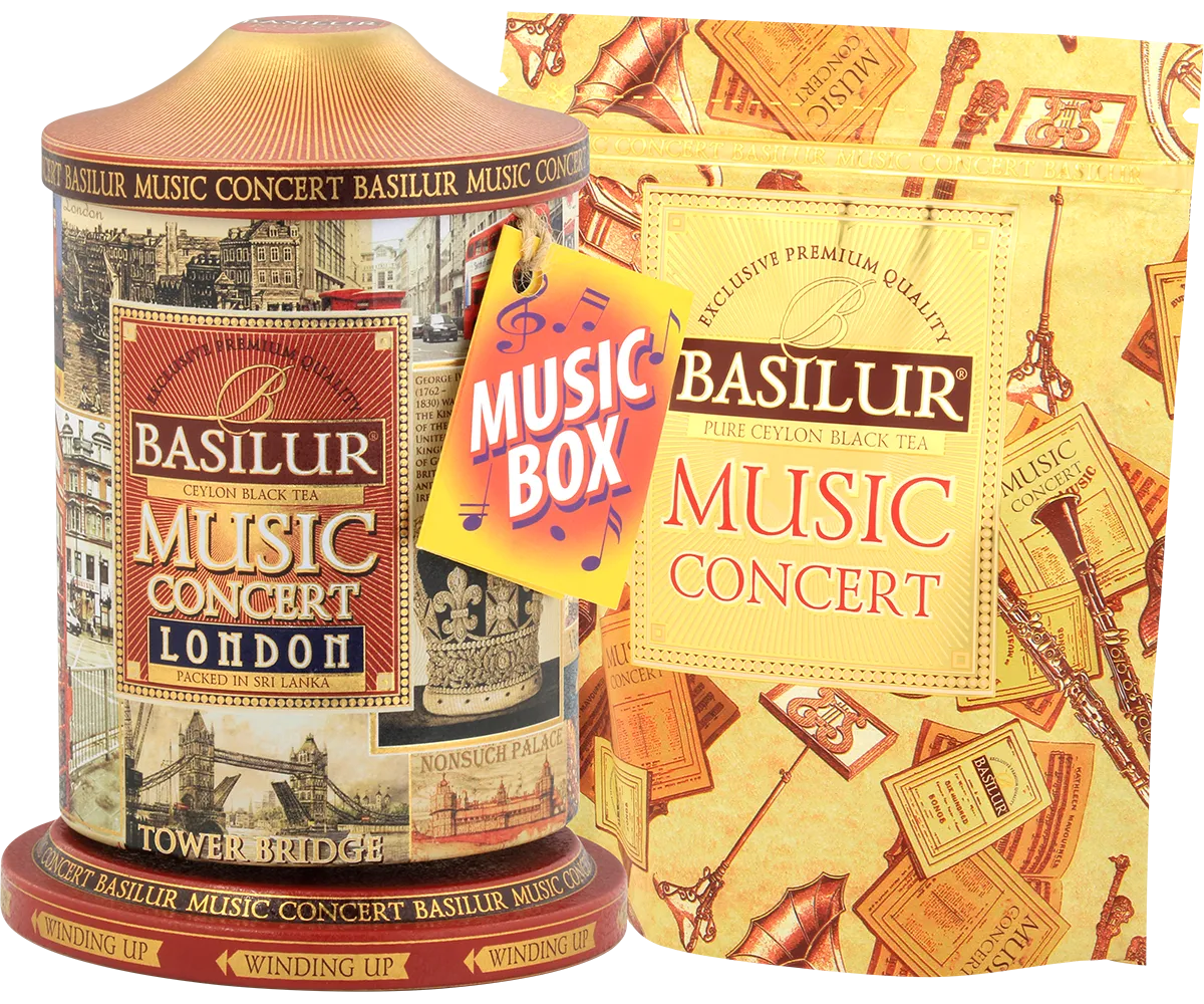 Basilur Music Concert London løs sort te 100 g chokolade