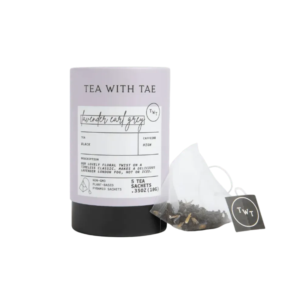 Tea with Tae Lavender Earl Grey mini te rør 5 breve sort