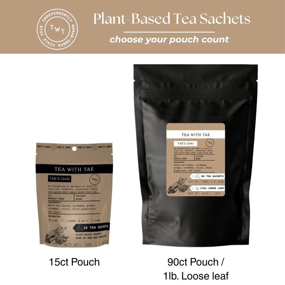 Tea with Tae Tae's Chai sort te 30 breve krydret