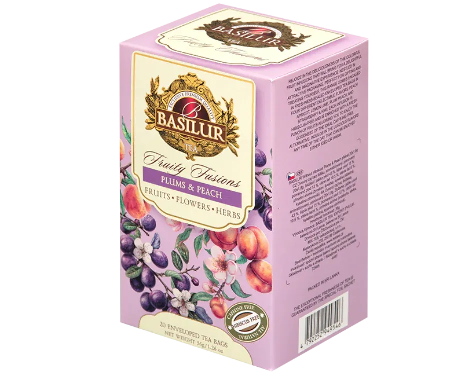 Basilur Plums Peach frugtte 20 breve koffeinfri