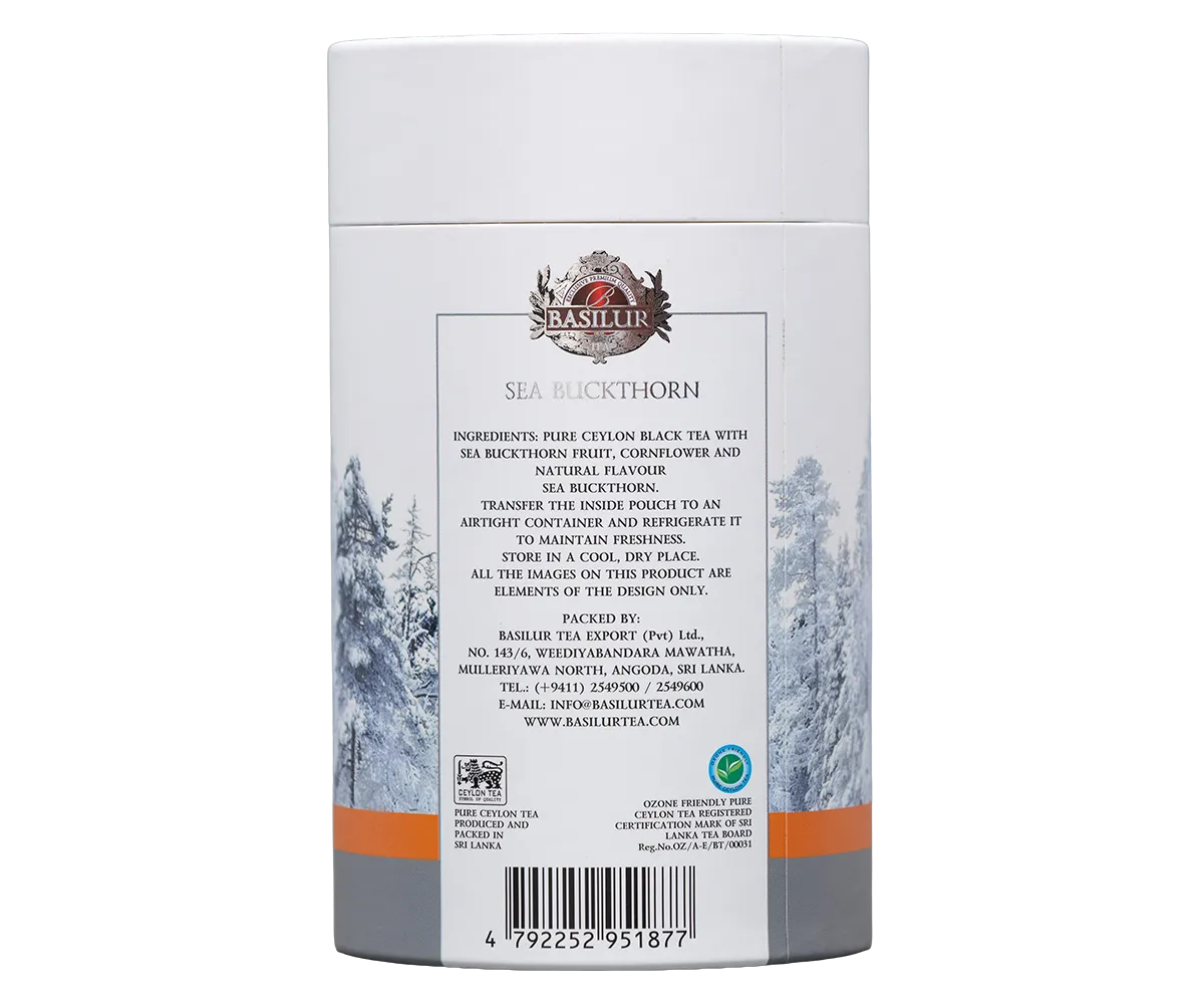 Basilur Winter Berries Sea Buckthorn sort te 75g havtorn