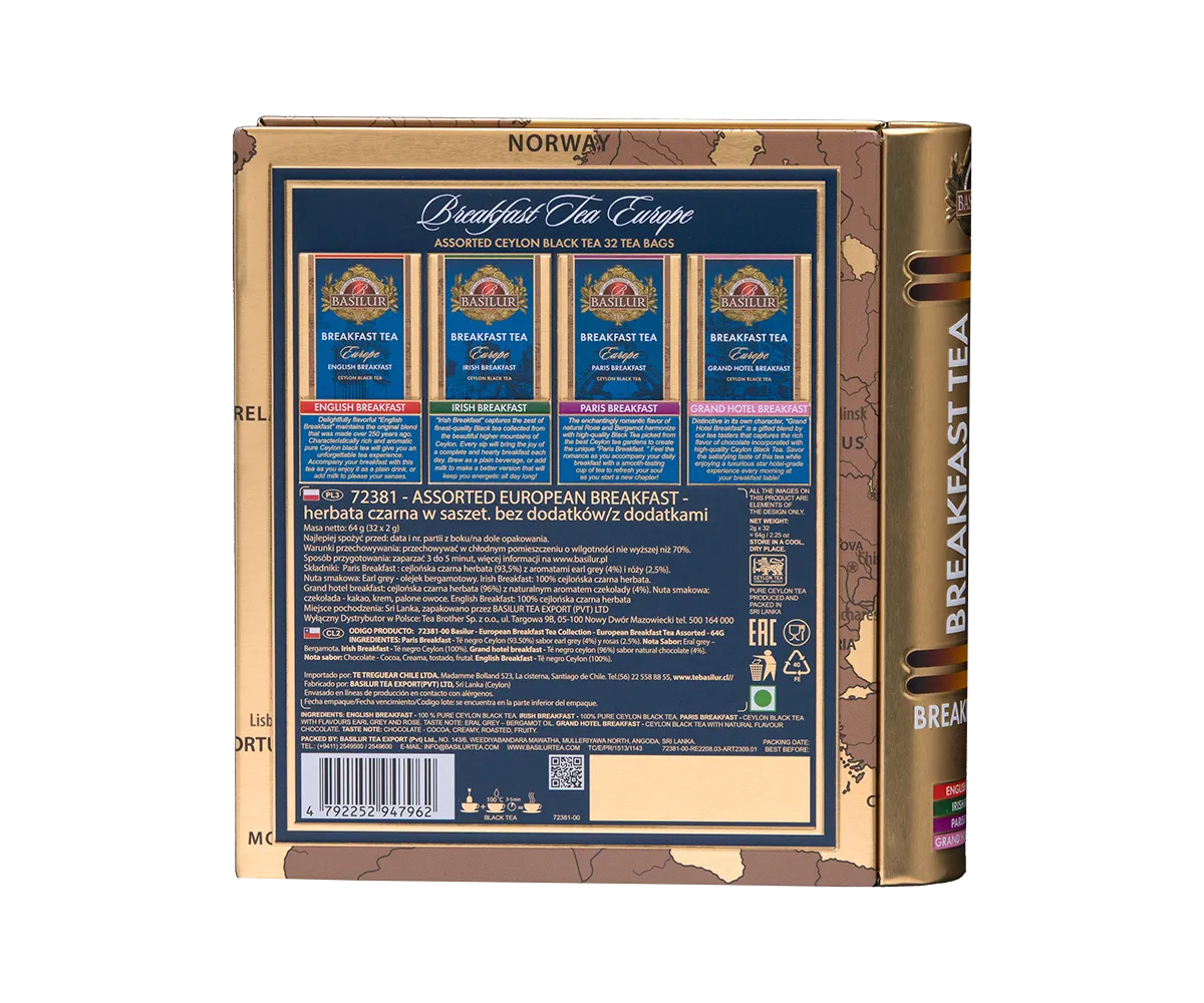 Basilur Breakfast Tea Book Europe morgenmadste 32 breve 4 smage