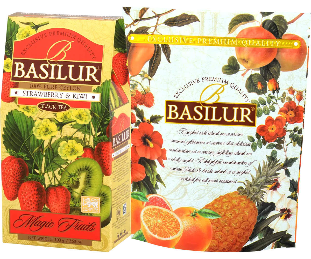 Basilur Magic Fruits Strawberry Kiwi løs te 100g sød