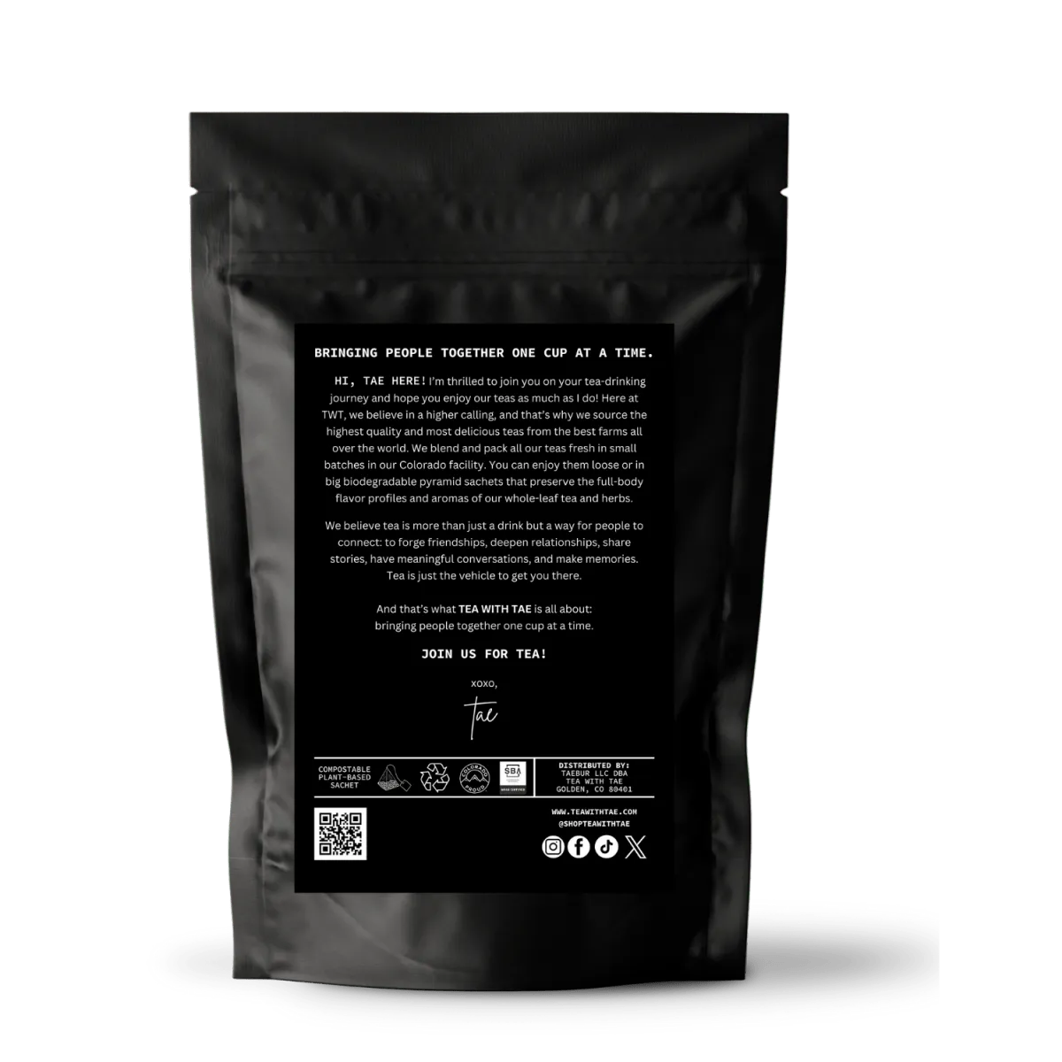 Tea with Tae Gunpowder Green Pouch grøn te 15 breve