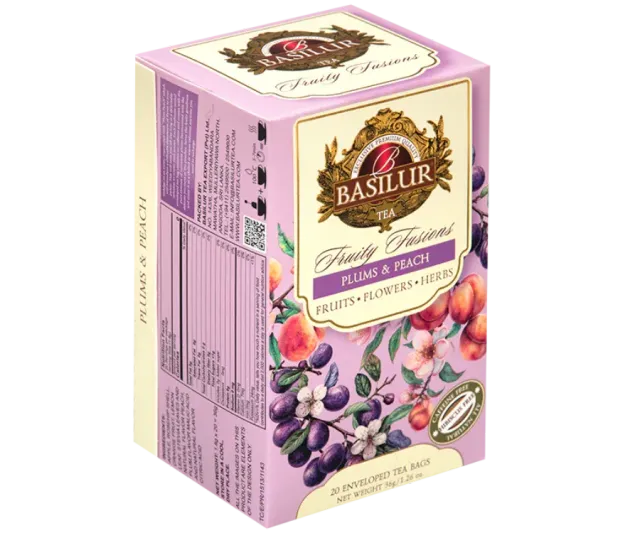 Basilur Plums Peach frugtte 20 breve koffeinfri