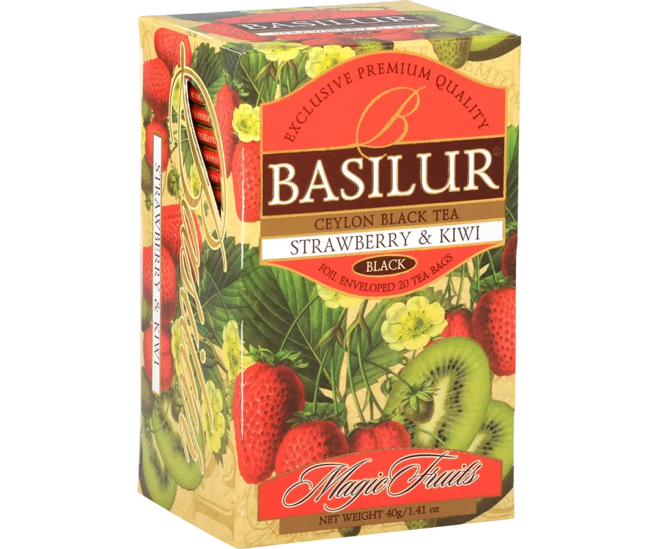 Basilur Magic Fruits jordbær kiwi tebreve 20 stk frugt
