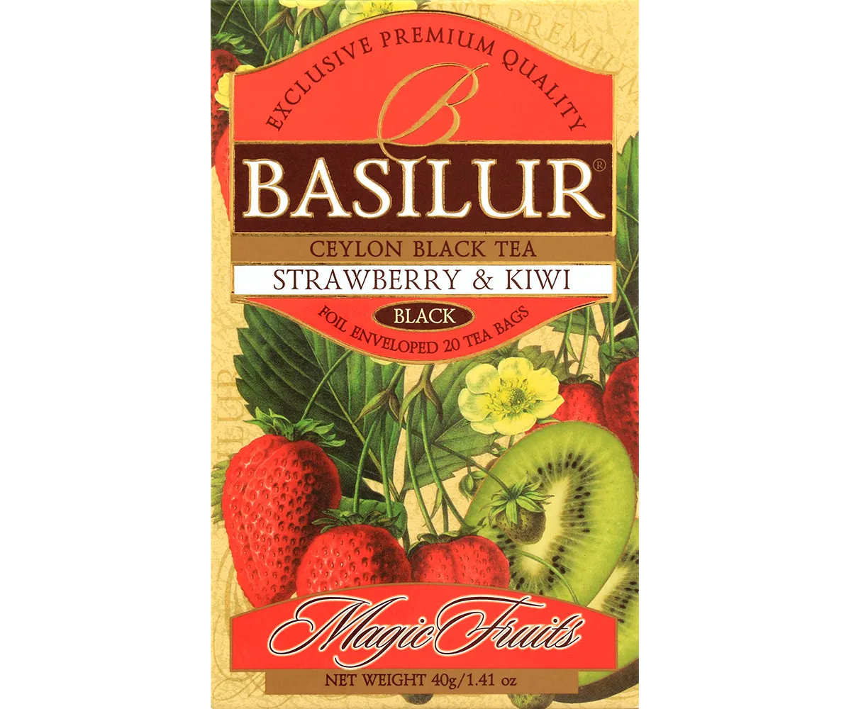 Basilur Magic Fruits jordbær kiwi tebreve 20 stk frugt