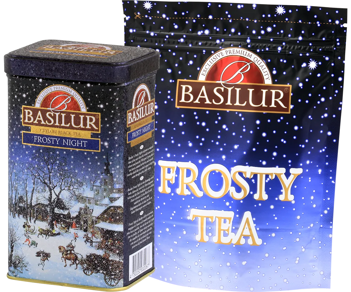 Basilur Frosty Night sort te 85g dåse Ceylon